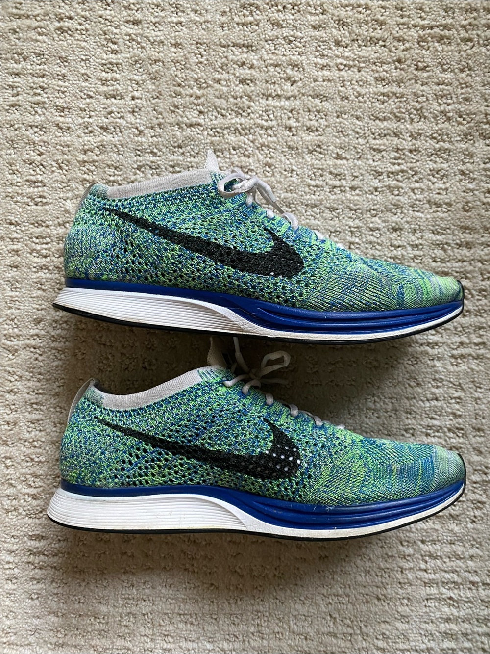 Nike Flyknit Racer - Green/Blue Knit - Picture 3 of 7